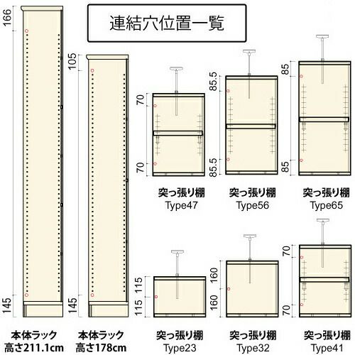 シェルフィット/オーダーメイドオプション加工［連結穴加工］【大洋】