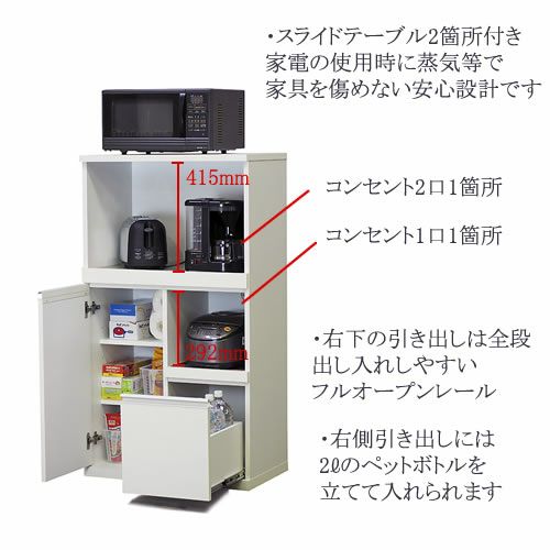 レンジボードエイク70レンジ〔ホワイト〕【家電/収納/食器/ストック/高橋木工所】