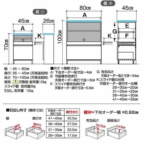 すきまくん３DスライドユニットP81-120/奥行36-45/高さ70-84【収納/リビング/ダイニング/寝室/子供部屋/キッチン/カウンター/TVボード/チェスト/組み合わせ】