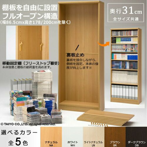 エースラック/カラーラックAR/NC1560〔高さ149.9・幅59.2・奥行31（cm）〕【シェルフィット/収納棚/本棚/5色/組み立て家具/大洋】