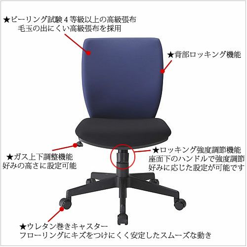 OAチェアDD-C500-BL〔ブルー〕【オフィス/在宅/テレワーク/ホームオフィス/バルバーニ】