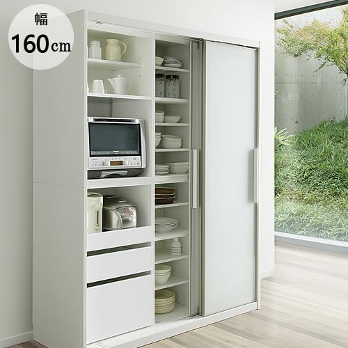 キッチンボードネロ/160SL-KB【食器棚/家電収納/大容量/ダイニングボード/シンプル/おしゃれ//シギヤマ家具】