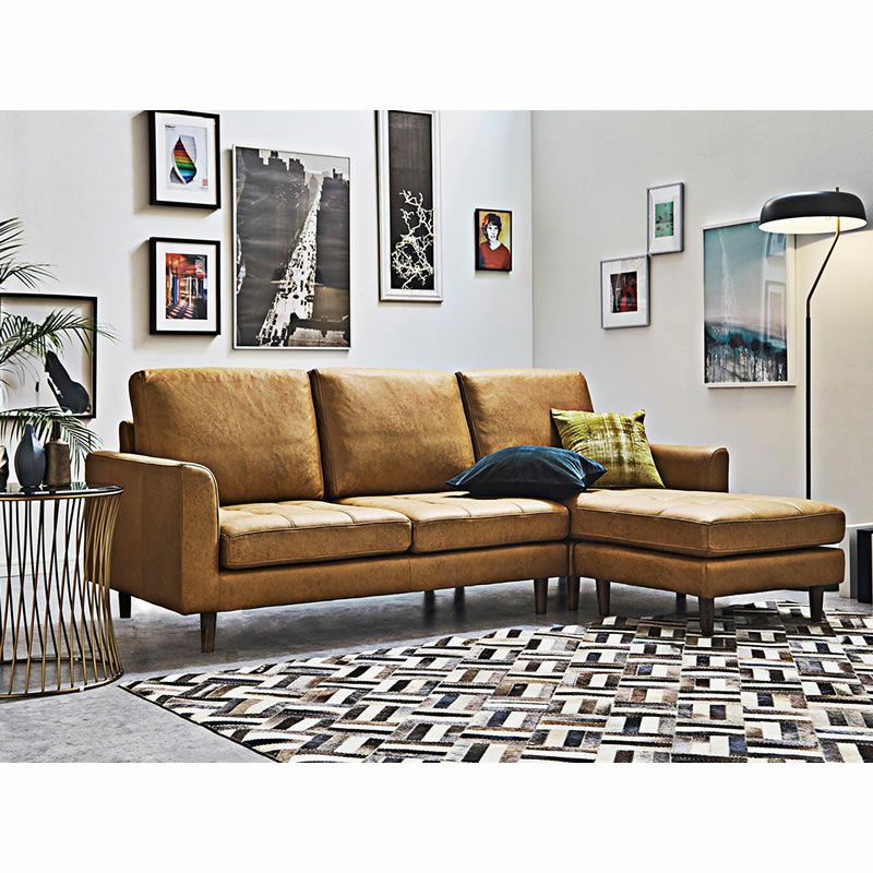 シェーズロングソファ/マウルス2/特注色LTアニリンレザーテックス【カウチソファ/リビング/ダイニング/リラックス/ラグジュアリー/大人空間/関家具】