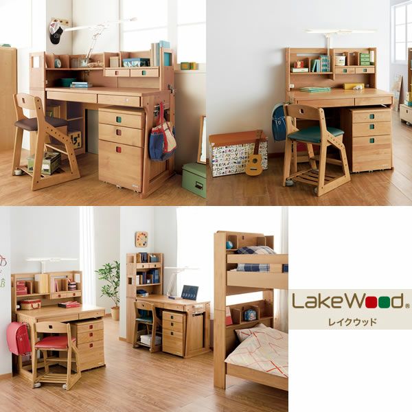 レイクウッド木製チェアLDC-32ANRE（レッド）【コイズミ】【学習机】【イス】【子供部屋】【座面調節】