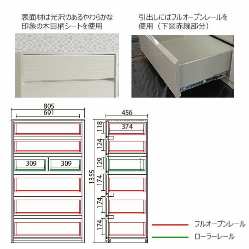 ベルク 80ハイチェスト〔ＷＨ〕【収納/衣類収納/リビング/寝室/木目調/サンキコーポレーション】