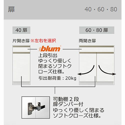 食器棚ブランシェ〔下台/奥行51cm〕40R扉【キッチンボード/収納/オリジナル/高橋木工】