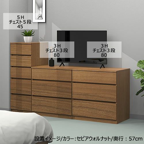 ワードローブすきまくんWSD5H-41/55-D57【衣類収納/サイズオーダー/チェスト/フジイ】