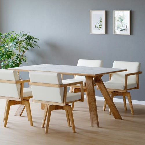 ローゼタ150ダイニングテーブル/LBR-WH