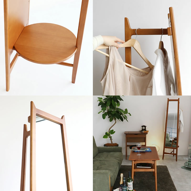 ミラーハンガーM-3714BR姿身鏡衣類収納玄関OAKER市場株式会社