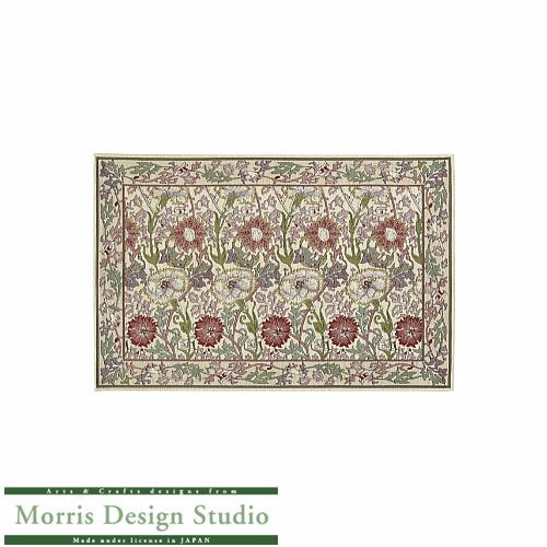 玄関マット・ラグピンク＆ローズFH171860x90〔ピンク〕【モリスデザインスタジオ/ウィリアムモリス/ナデシコ/キッチンマット/玄関マット/川島織物セルコン】