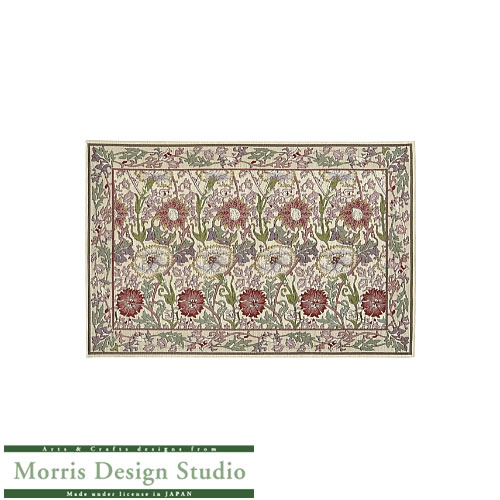玄関マット・ラグピンク＆ローズFH171860x90〔ピンク〕【モリスデザインスタジオ/ウィリアムモリス/ナデシコ/キッチンマット/玄関マット/川島織物セルコン】