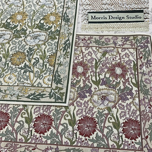 玄関マット・ラグピンク＆ローズKF1718200x240〔ピンク〕【モリスデザインスタジオ/ウィリアムモリス/ナデシコ/キッチンマット/玄関マット/川島織物セルコン】