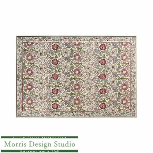 玄関マット・ラグピンク＆ローズKF1718200x280〔ピンク〕【モリスデザインスタジオ/ウィリアムモリス/ナデシコ/キッチンマット/玄関マット/川島織物セルコン】