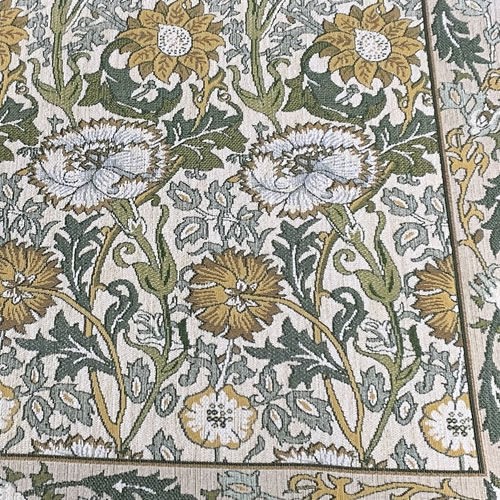 玄関マット・ラグピンク＆ローズFH171845x78〔イエロー〕【モリスデザインスタジオ/ウィリアムモリス/ナデシコ/キッチンマット/玄関マット/川島織物セルコン】