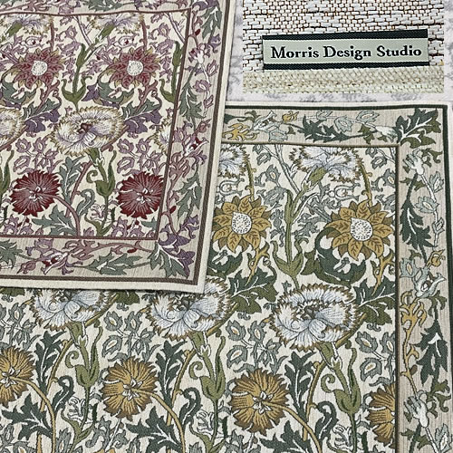 玄関マット・ラグピンク＆ローズFH171867x120〔イエロー〕【モリスデザインスタジオ/ウィリアムモリス/ナデシコ/キッチンマット/玄関マット/川島織物セルコン】