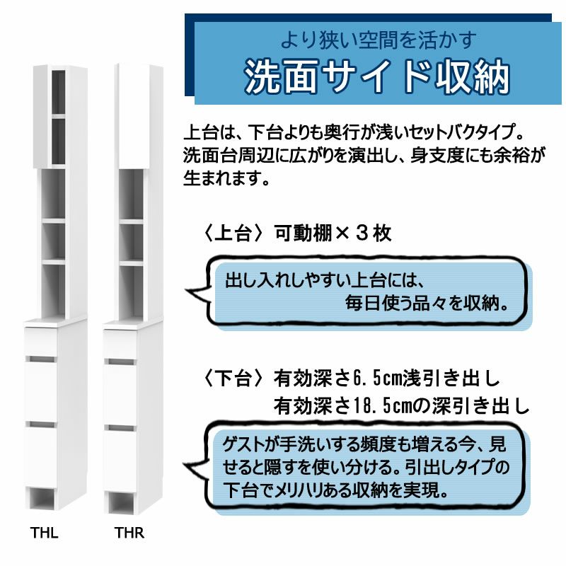 サニタリーすきまくん幅15-45奥行42/52洗面収納棚洗面サイド収納TTLTTR